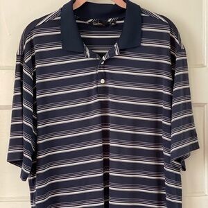 Walter Hagen Polo Shirt Stripes Blue White Size XL Short Sleeve